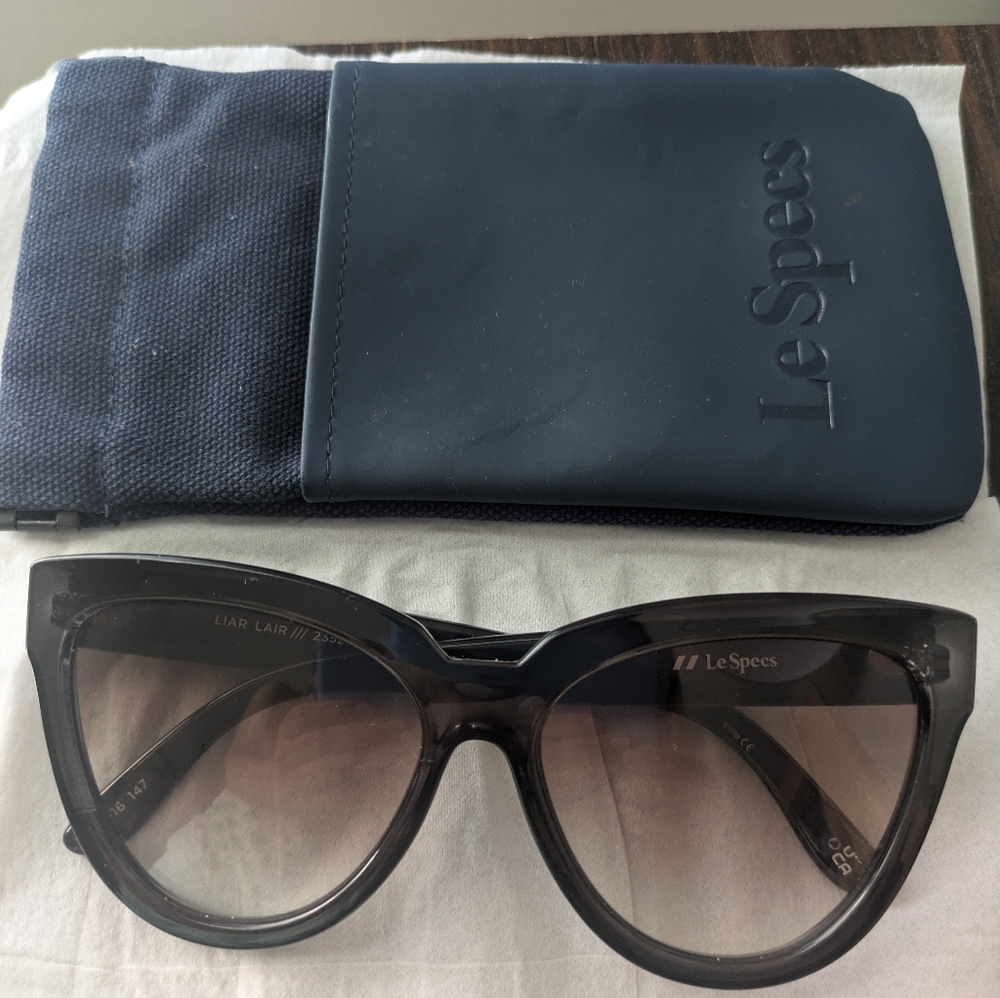 Le Specs Black Cat-Eye Sunglasses with Gradient Lenses